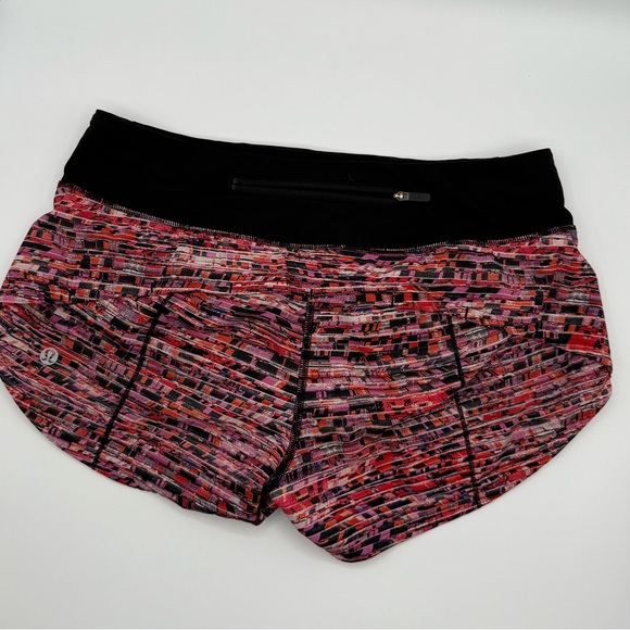 lululemon Black Pink Flash Orange Multi Print Speed up low rose shorts - Picture 4 of 5